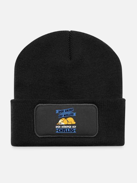 body chill haha i piss me - Recycled Patch Beanie - black