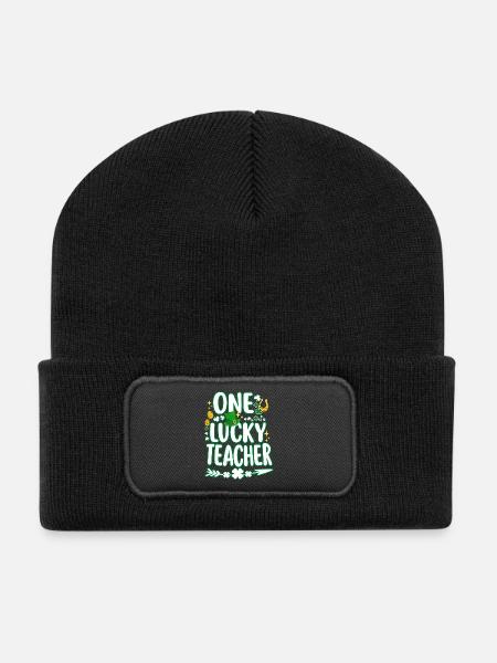 Ein glücklicher Lehrer Lehrer am St. Patricks Day - Recycelte Patch Beanie - Schwarz