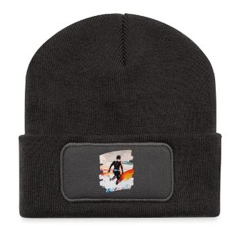 Surfer Surfen Surfbrett Surfing - Recycelte Patch Beanie - Dunkelgrau - Vorne