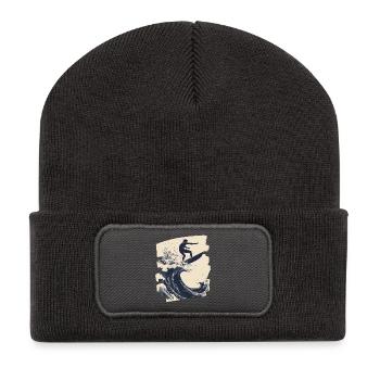 Surfer Surfen Surfbrett Surfing - Recycelte Patch Beanie - Dunkelgrau - Vorne