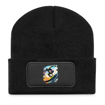 Surfer Surfing Surfboard Surfing - Recycled Patch Beanie - black - Front