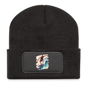 Surfer Surfen Surfbrett Surfing - Recycelte Patch Beanie - Dunkelgrau - Vorne