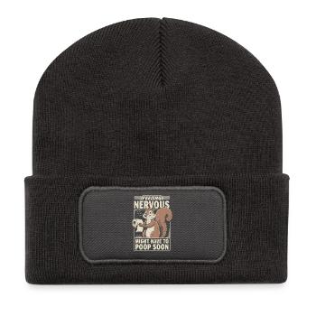 Intestin irritable Syndrom Écureuil Caca Humour - Beanie recyclé à patch - charbon - Devant