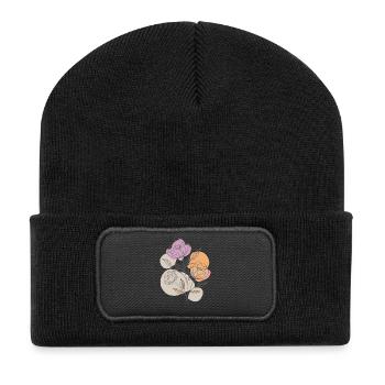 Blumen - Frühling - Sommer - Spruch - Recycelte Patch Beanie - Schwarz - Vorne