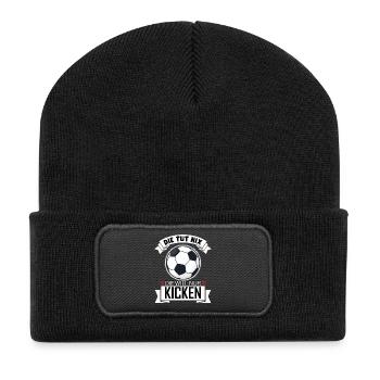 fussball Zeichenfläche 1 Kopie - Recycelte Patch Beanie - Schwarz - Vorne