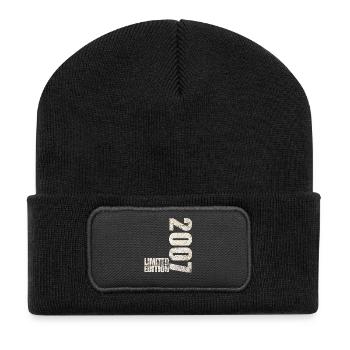 Limited Edition 2007 18. Geburtstag Geschenk - Recycelte Patch Beanie - Schwarz - Vorne