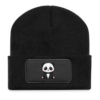 Dessin animé animalier Panda - Beanie recyclé à patch - noir - Devant