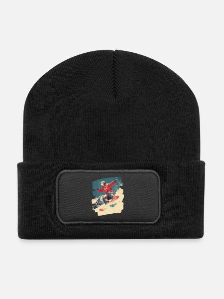 Snowboarder Pulverschnee - Recycelte Patch Beanie - Schwarz