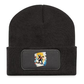 Snowboarder powder snow - Recycled Patch Beanie - dark grey - Front