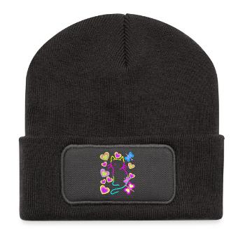 Retro Cat Cats Vintage 80s 90s Kids - Recycled Patch Beanie - dark grey - Front