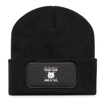 Therapiehund - Recycelte Patch Beanie - Schwarz - Vorne