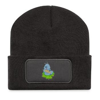 Pain chenille - Beanie recyclé à patch - charbon - Devant