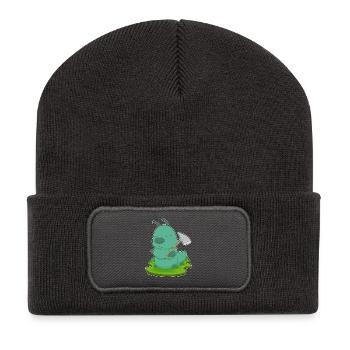 Raupe Bergarbeiter Spitzhacke Bergbau - Recycelte Patch Beanie - Dunkelgrau - Vorne