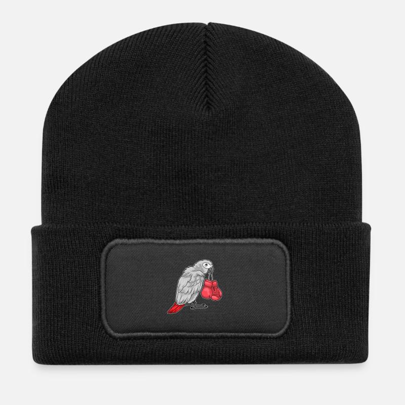 Papagei Boxer Boxhandschuhe Boxen - Recycelte Patch Beanie - Schwarz