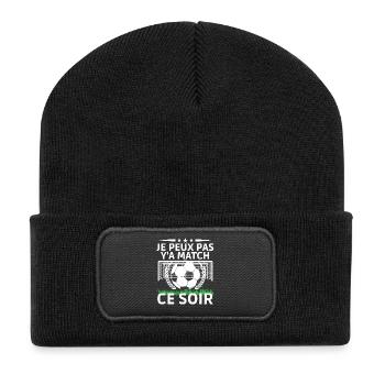 Je peux pas, y’a match ce soir - Beanie recyclé à patch - noir - Devant