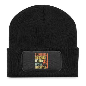 Klettern - es ist kein Hobby. Es ist ein Lebensstil - Recycelte Patch Beanie - Schwarz - Vorne