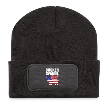 Cocker Spaniel Vater - Recycelte Patch Beanie - Dunkelgrau - Vorne