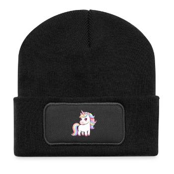 Licorne de dessin animé animalier - Beanie recyclé à patch - noir - Devant