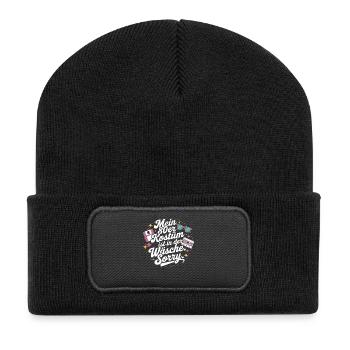 80s Costume Is In The Lingerie 80s Party 80s - Recycled Patch Beanie - black - Front