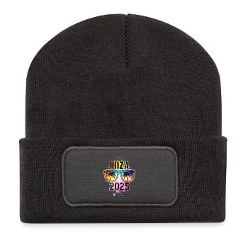 Ibiza 2025 Palmen Bunt - Recycelte Patch Beanie - Dunkelgrau - Vorne