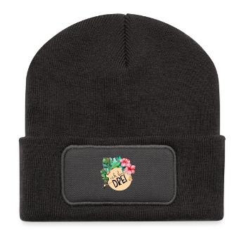 3. Geburtstag, dritter drei Dschungel Blumen - Recycelte Patch Beanie - Dunkelgrau - Vorne