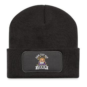 ECHTE MÄNNER GAMER Zeichenfläche 1 - Recycelte Patch Beanie - Dunkelgrau - Vorne