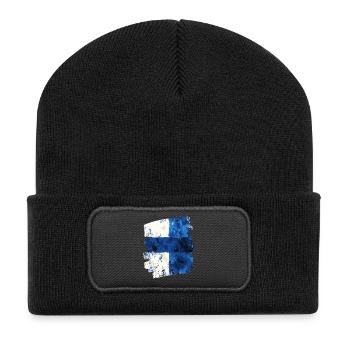 Finnische Flagge Finnland - Recycelte Patch Beanie - Schwarz - Vorne