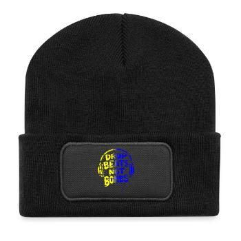 Drop Beats Not Bombs yellow blue - Recycled Patch Beanie - black - Front