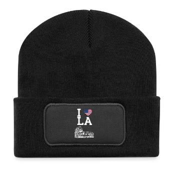 J’aime Los Angeles Cool Heart Flag Colosseum Jeu de mots - Beanie recyclé à patch - noir - Devant