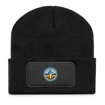 Mountain and Beer Adventure Design - Recycled Patch Beanie - black - Front