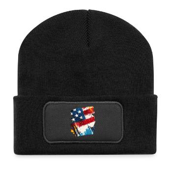 USA Flag United States of America - Recycled Patch Beanie - black - Front