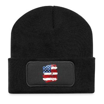USA Flag United States of America - Recycled Patch Beanie - black - Front