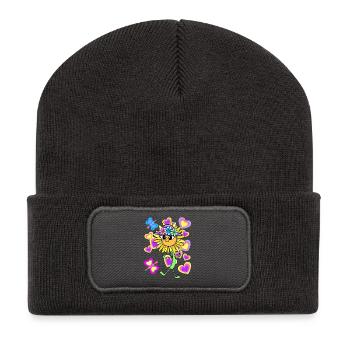 Sunflower Sunflower Heart Hearts Kids Child - Recycled Patch Beanie - dark grey - Front