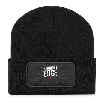 Straight Edge Schriftzug für Straight Edger Life - Recycelte Patch Beanie - Schwarz - Vorne