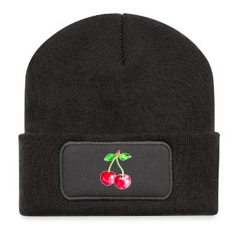 Cherry, Red cherries - Recycled Patch Beanie - dark grey - Front