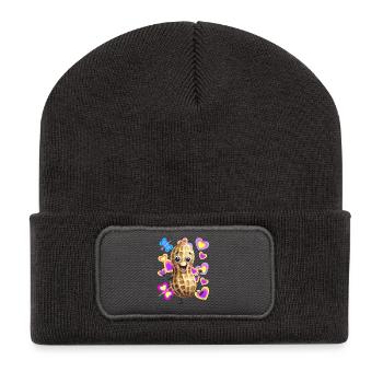 Cacahuète Cacahuètes Rétro des années 80 des années 90 Coeur vintage - Beanie recyclé à patch - charbon - Devant