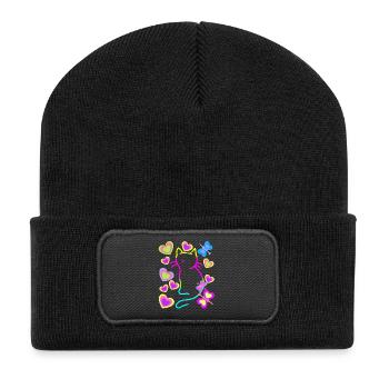 Retro Rainbow Cat Cats Kitten Kids Baby - Recycled Patch Beanie - black - Front