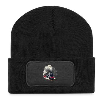 Trajet en train - aventure en locomotive - Beanie recyclé à patch - noir - Devant