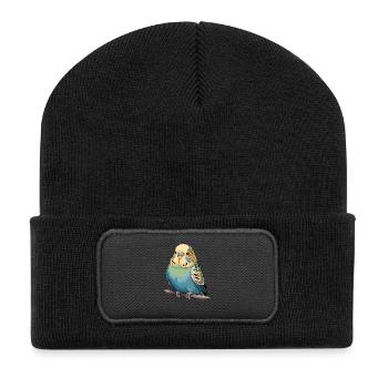 Colorful budgie on branch for - Recycled Patch Beanie - black - Front