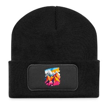 Berge - Recycelte Patch Beanie - Schwarz - Vorne