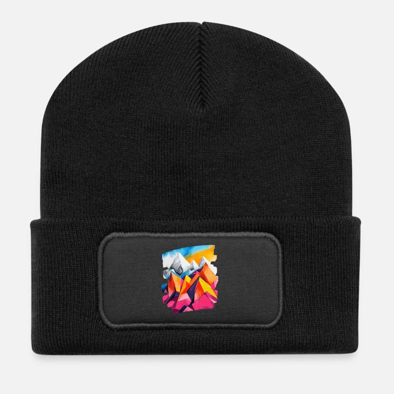 Berge - Recycelte Patch Beanie - Schwarz