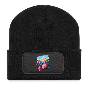 Berge - Recycelte Patch Beanie - Schwarz - Vorne