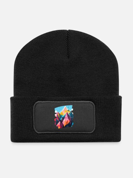 Berge - Recycelte Patch Beanie - Schwarz