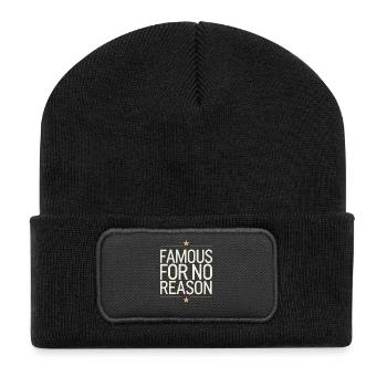 Famous For No Reason Social Media Influencer Viral - Recycelte Patch Beanie - Schwarz - Vorne