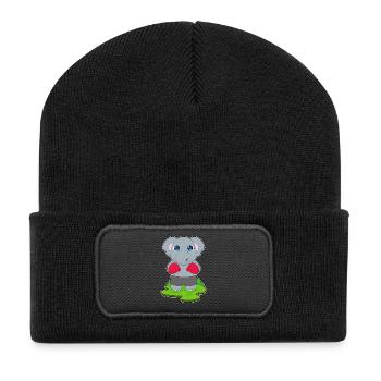 Elefant Boxer Boxhandschuhe Boxen - Recycelte Patch Beanie - Schwarz - Vorne