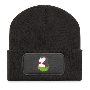 Pinguin Bodybuilder Hanteln Bodybuilding - Recycelte Patch Beanie - Dunkelgrau - Vorne