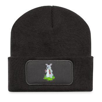 Hase Bouteille de vin rouge - Beanie recyclé à patch - charbon - Devant