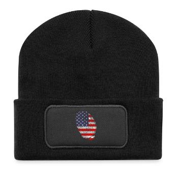 USA flag fingerprints - Recycled Patch Beanie - black - Front
