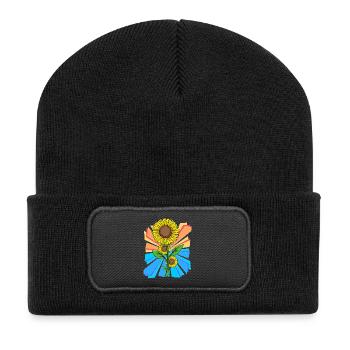 Soleil Fleur Fleurs Jardin Rétro - Beanie recyclé à patch - noir - Devant