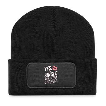 , je suis célibataire maintenant c’est votre chance de sortir avec des célibataires - Beanie recyclé à patch - noir - Devant